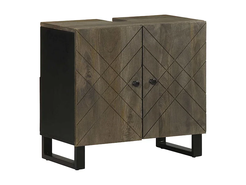 Armoire de lavabo noir 62x33x58 cm bois massif de manguier