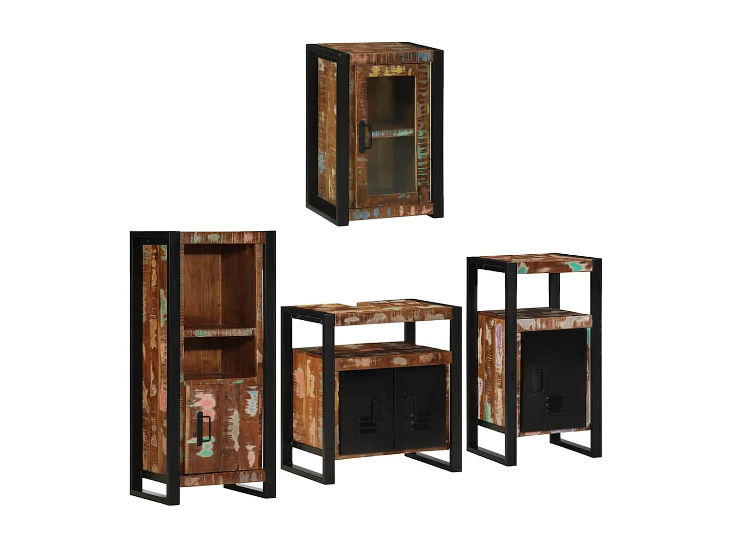 Ensemble de mobilier de salle de bain Montage mural 4 pcs