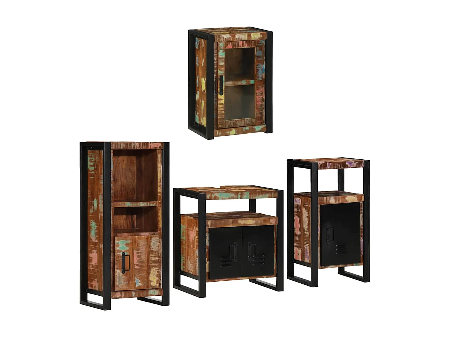 Ensemble de mobilier de salle de bain Montage mural 4 pcs