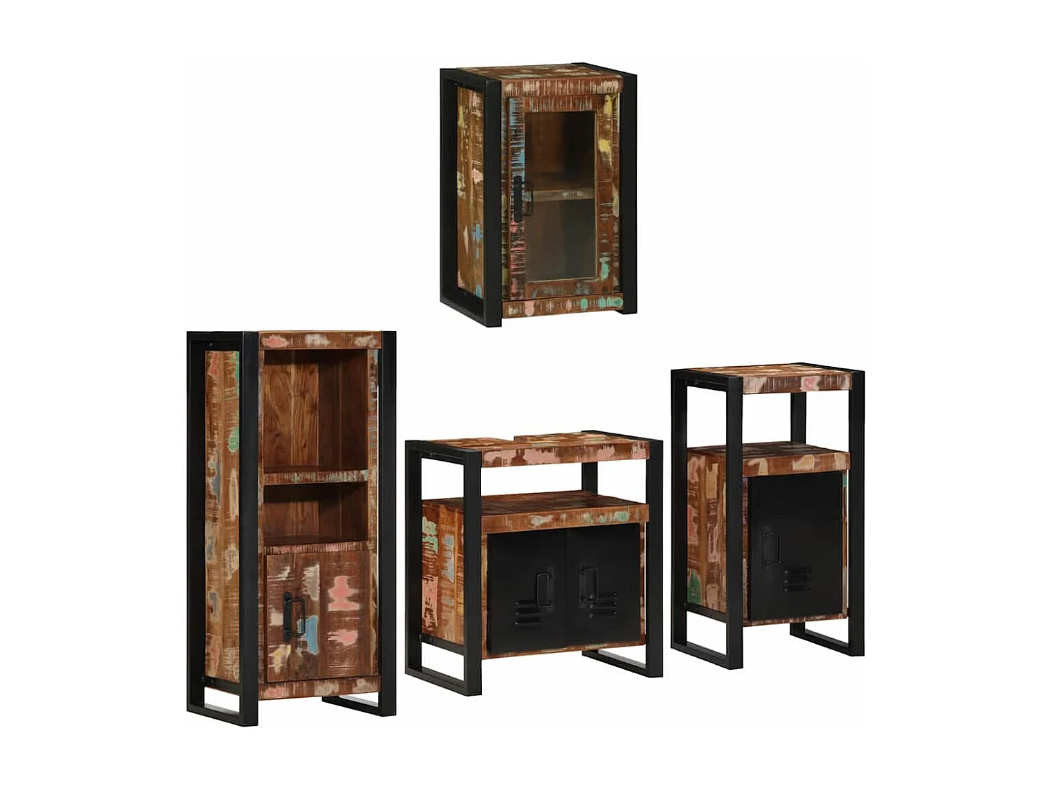 Ensemble de mobilier de salle de bain Montage mural 4 pcs