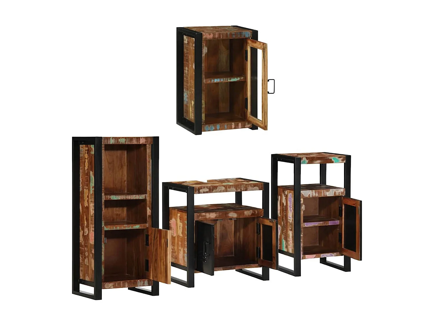 Ensemble de mobilier de salle de bain Montage mural 4 pcs