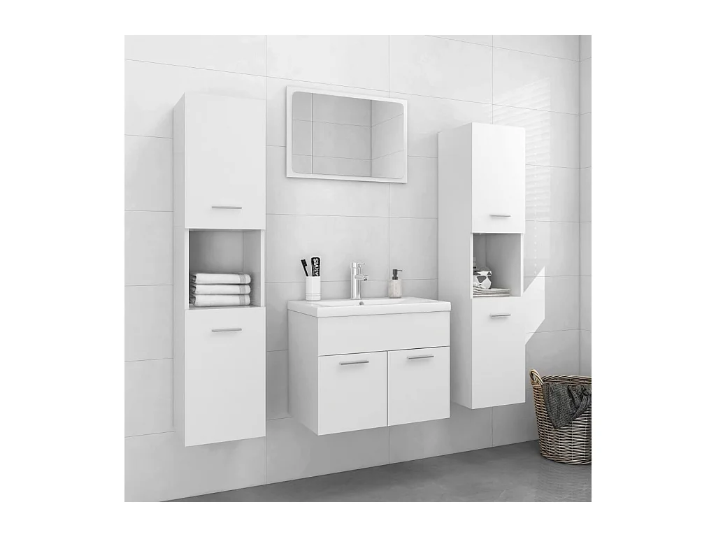 Ensemble de meubles de salle de bain Blanc Bois d'ingénierie