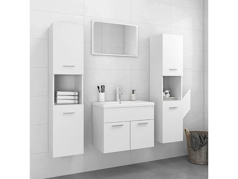 Ensemble de meubles de salle de bain Blanc Bois d'ingénierie