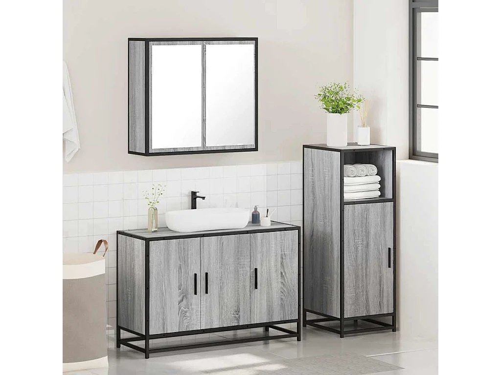 Set di mobili da bagno Sonoma Grey da 3 pezzi