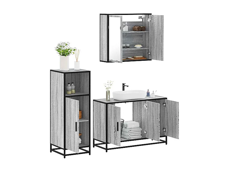 Set di mobili da bagno Sonoma Grey da 3 pezzi