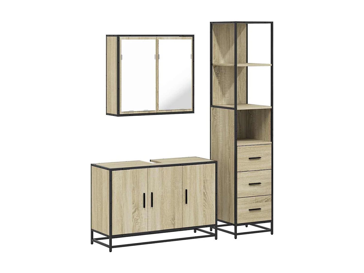 Ensemble de meubles de salle de bain 3 pcs chêne sonoma