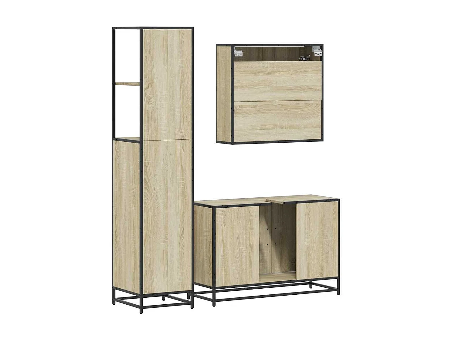 Ensemble de meubles de salle de bain 3 pcs chêne sonoma