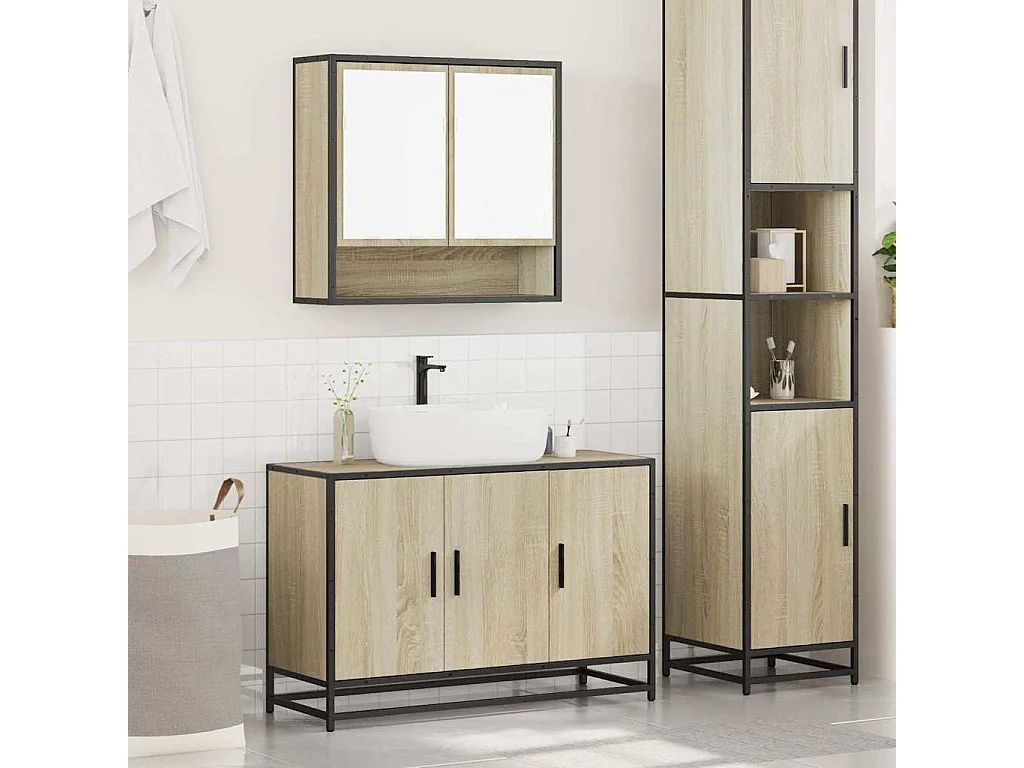 Ensemble de meubles de salle de bain 2 pcs chêne sonoma
