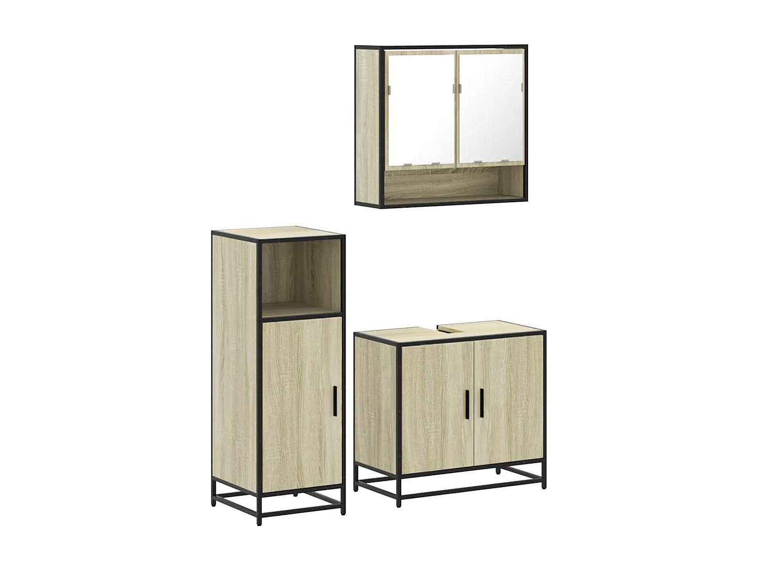 Conjunto de muebles de baño de 3 piezas roble sonoma