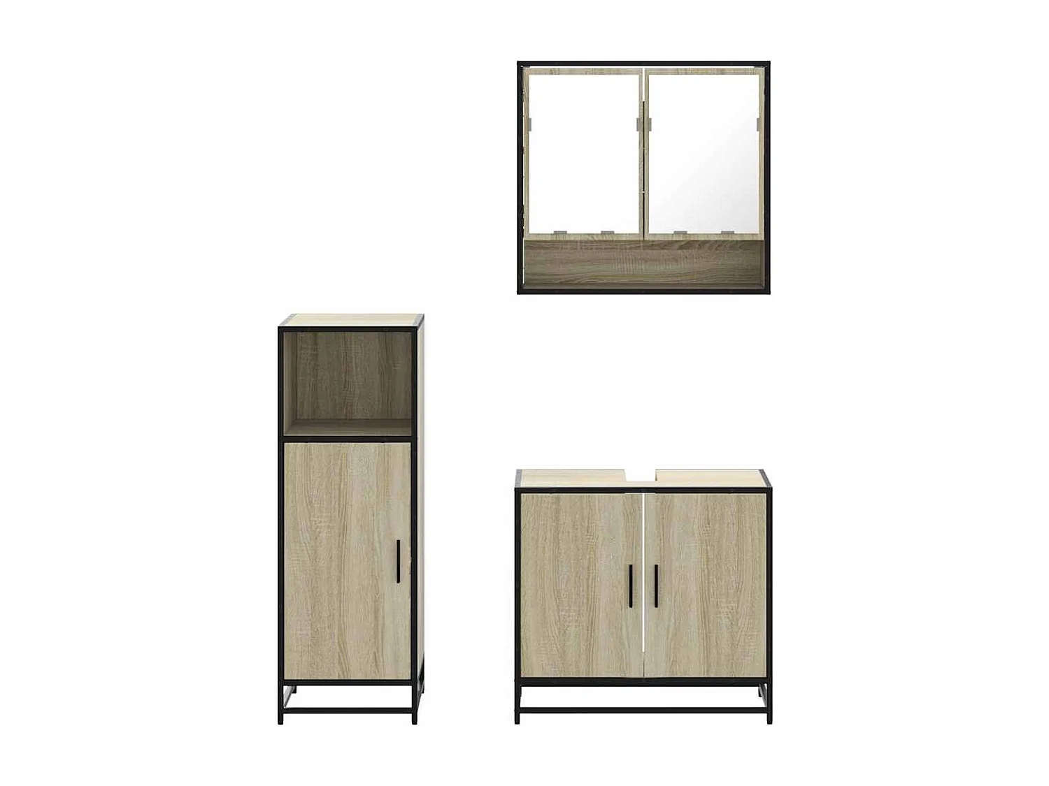 Conjunto de muebles de baño de 3 piezas roble sonoma