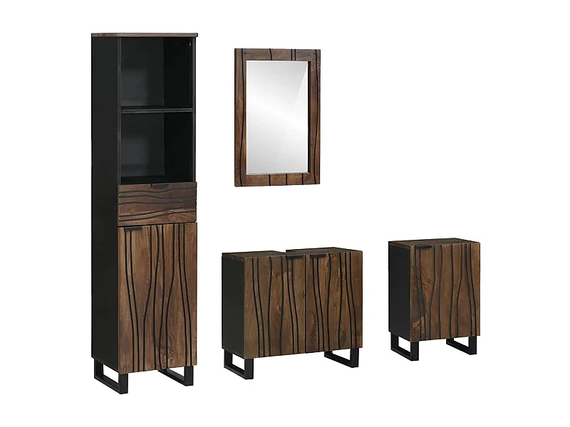 Ensemble de mobilier de salle de bain avec tiroir 4 pcs Blanc