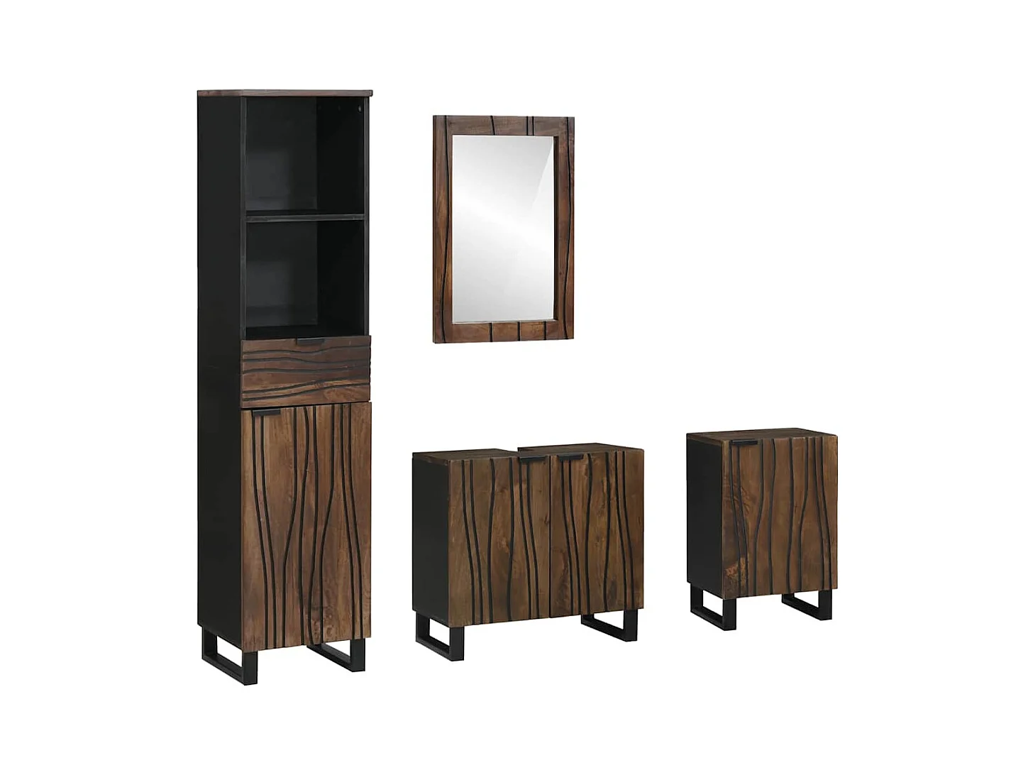 Ensemble de mobilier de salle de bain avec tiroir 4 pcs Blanc