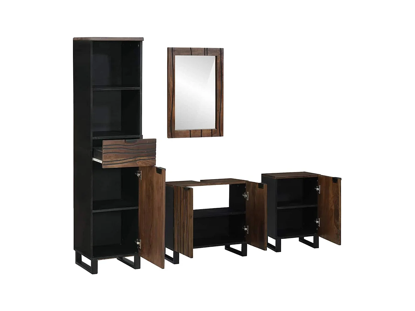 Ensemble de mobilier de salle de bain avec tiroir 4 pcs Blanc