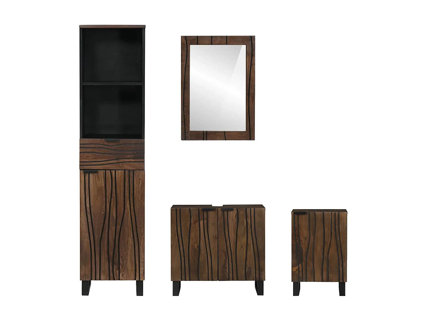 Ensemble de mobilier de salle de bain avec tiroir 4 pcs Blanc