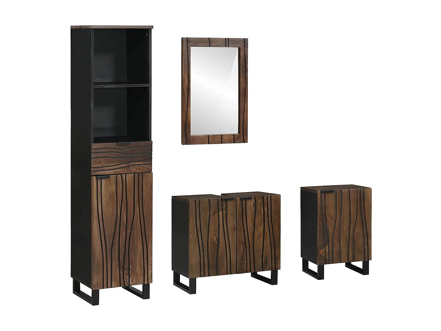 Conjunto de muebles de baño con cajón 4 piezas Blanco