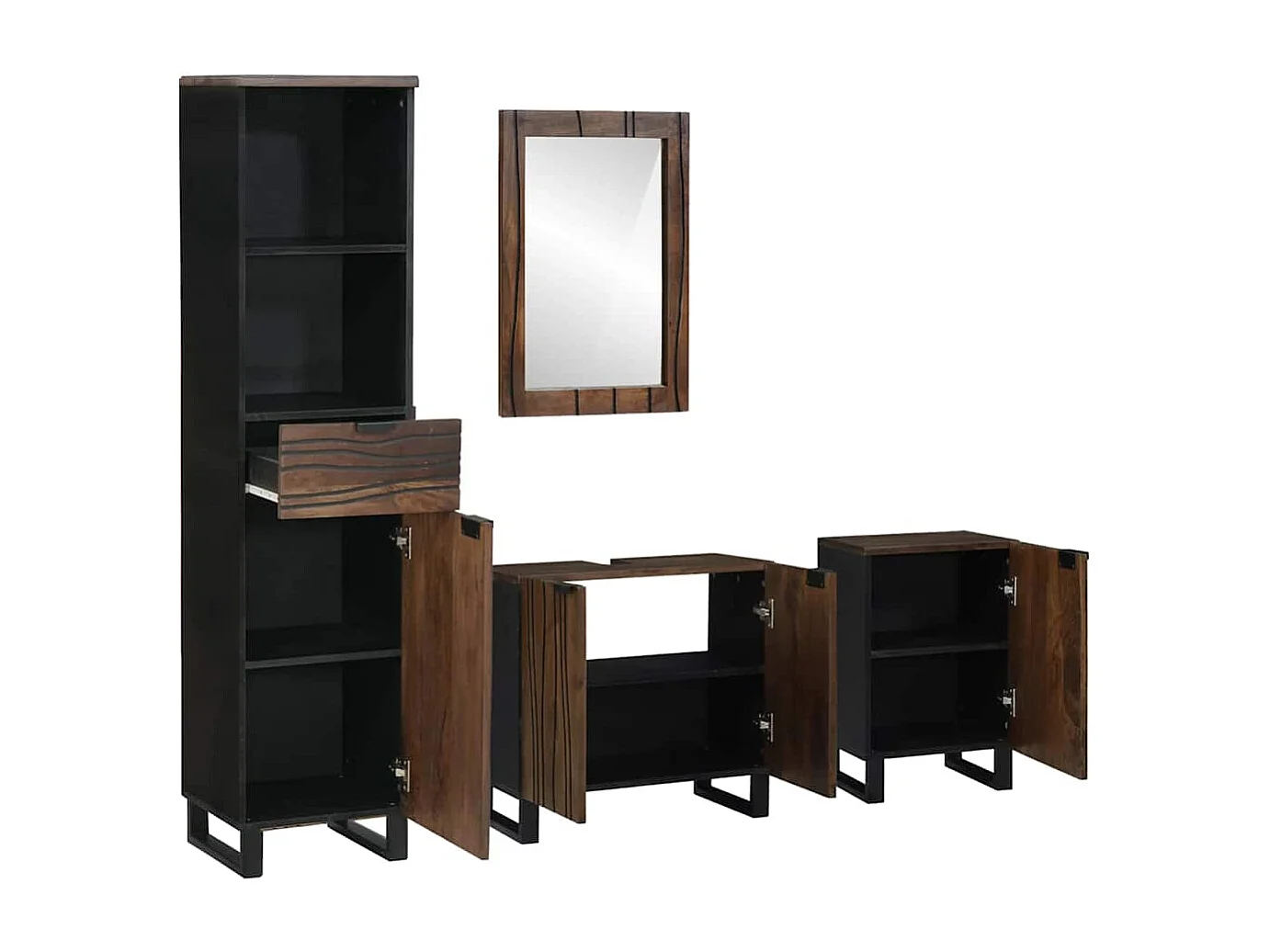 Conjunto de muebles de baño con cajón 4 piezas Blanco