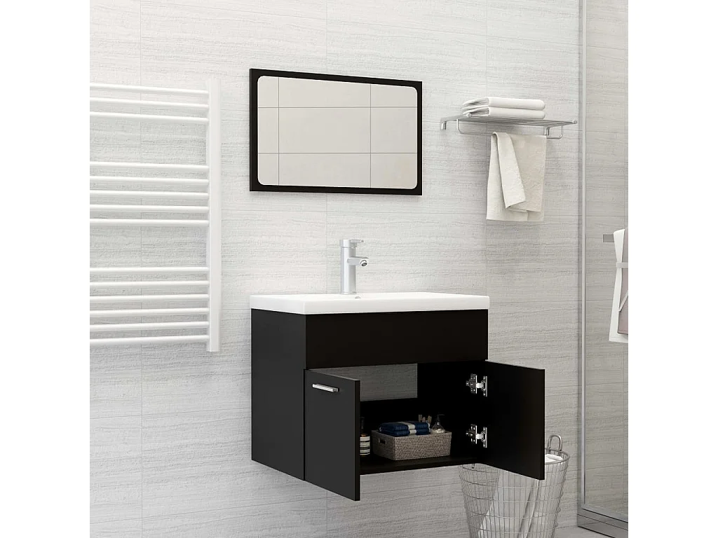Conjunto de muebles de baño de aglomerado negro