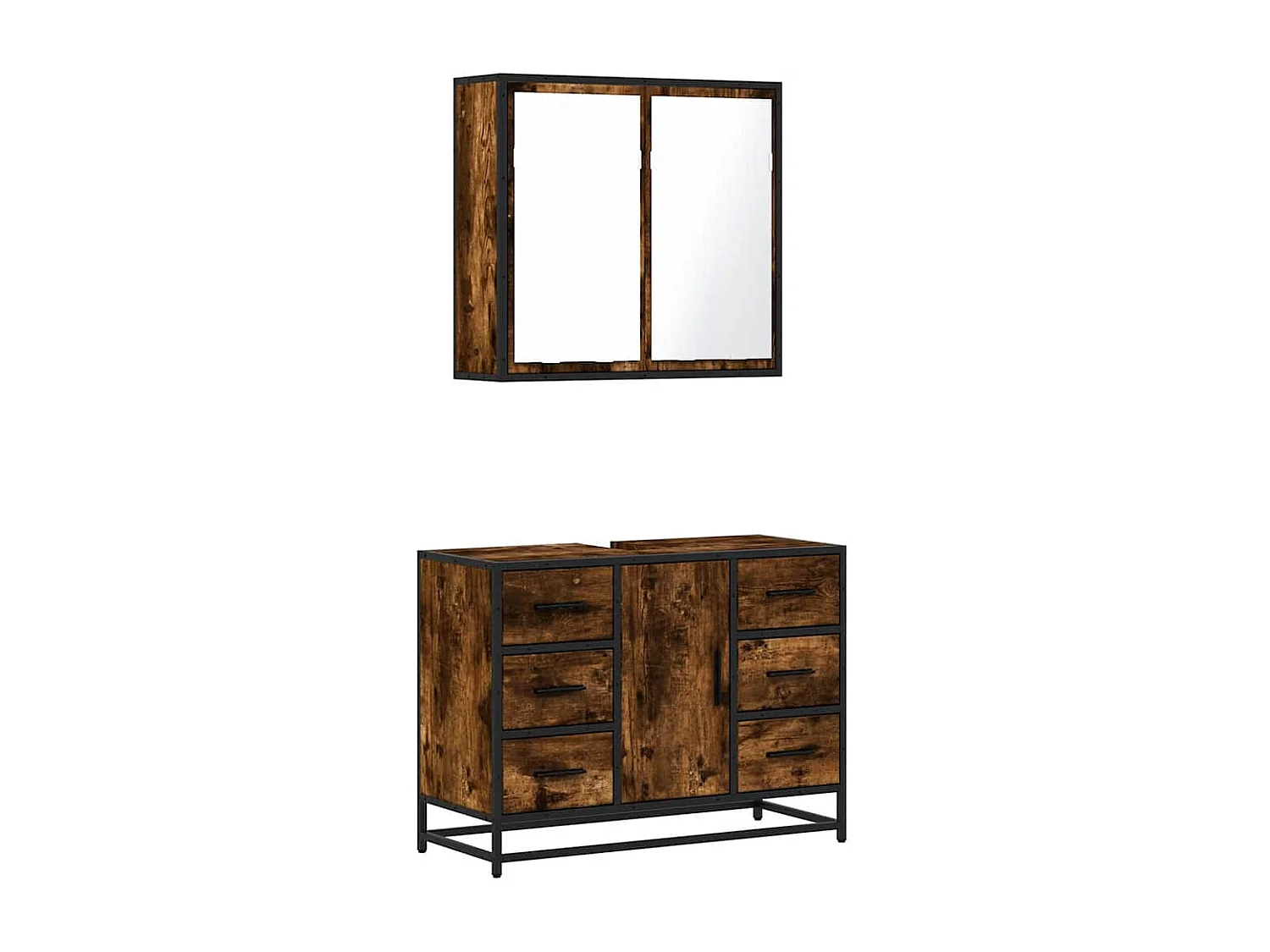 Ensemble de meubles de salle de bain 2 pcs Chêne fumé