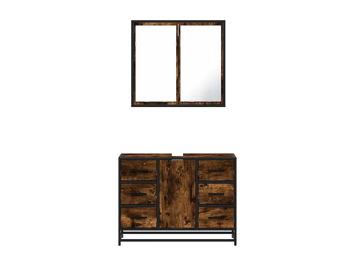 Ensemble de meubles de salle de bain 2 pcs Chêne fumé