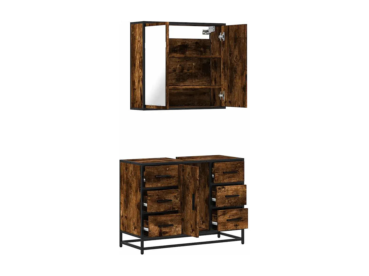 Ensemble de meubles de salle de bain 2 pcs Chêne fumé