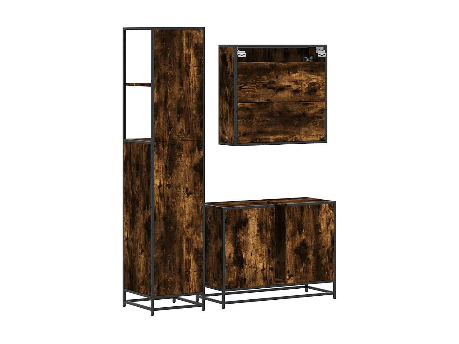 Ensemble de meubles de salle de bain 3 pcs Chêne fumé