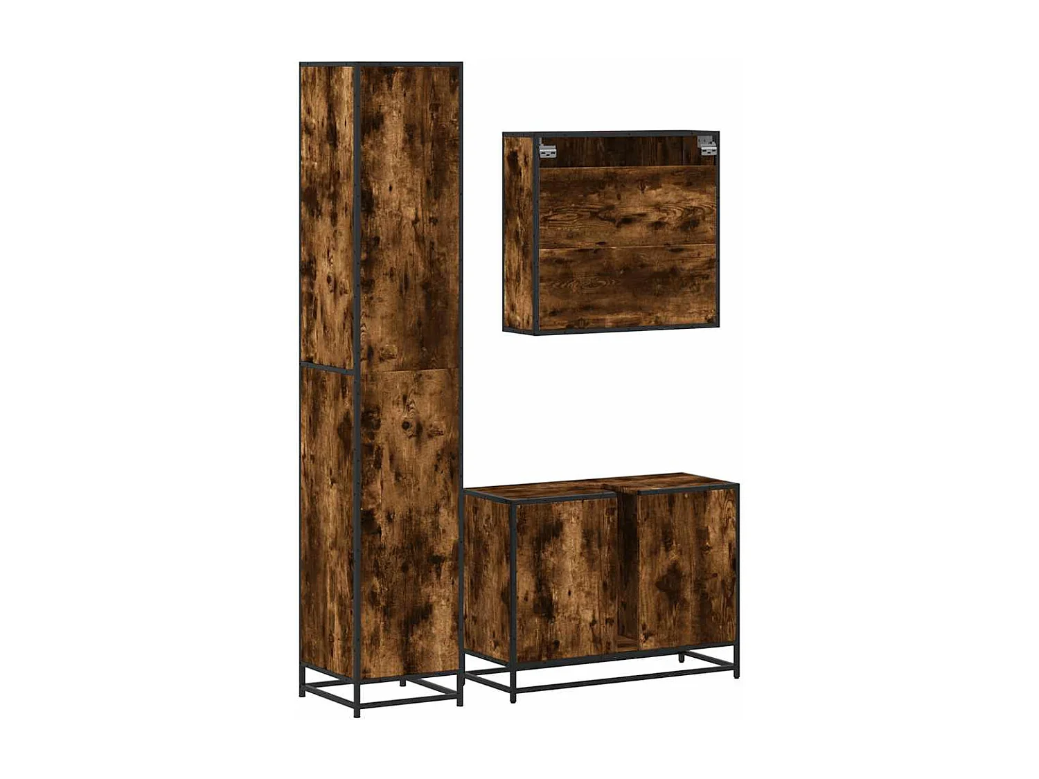 Set di mobili da bagno 3 pezzi Rovere affumicato