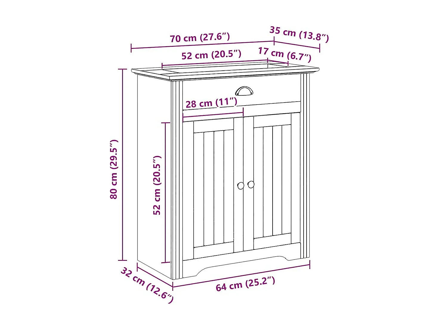 BODO badkamer wastafelmeubel wit 70x35x80 cm