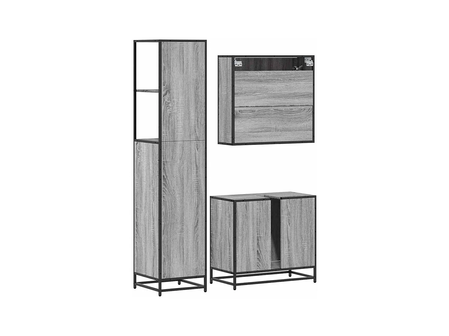 Ensemble de meubles de salle de bain 3 pcs Sonoma gris