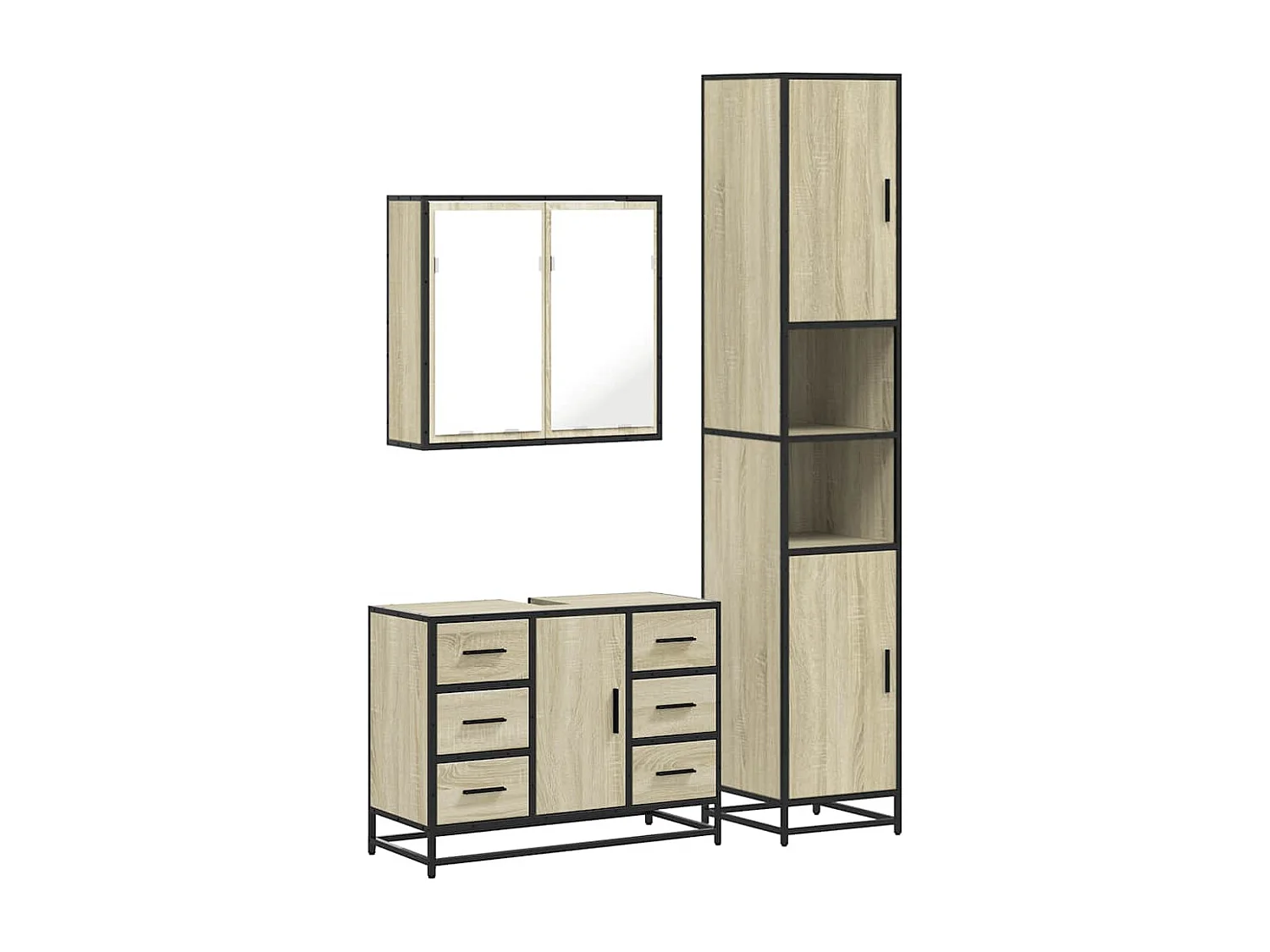 Ensemble de meubles de salle de bain 3 pcs chêne sonoma