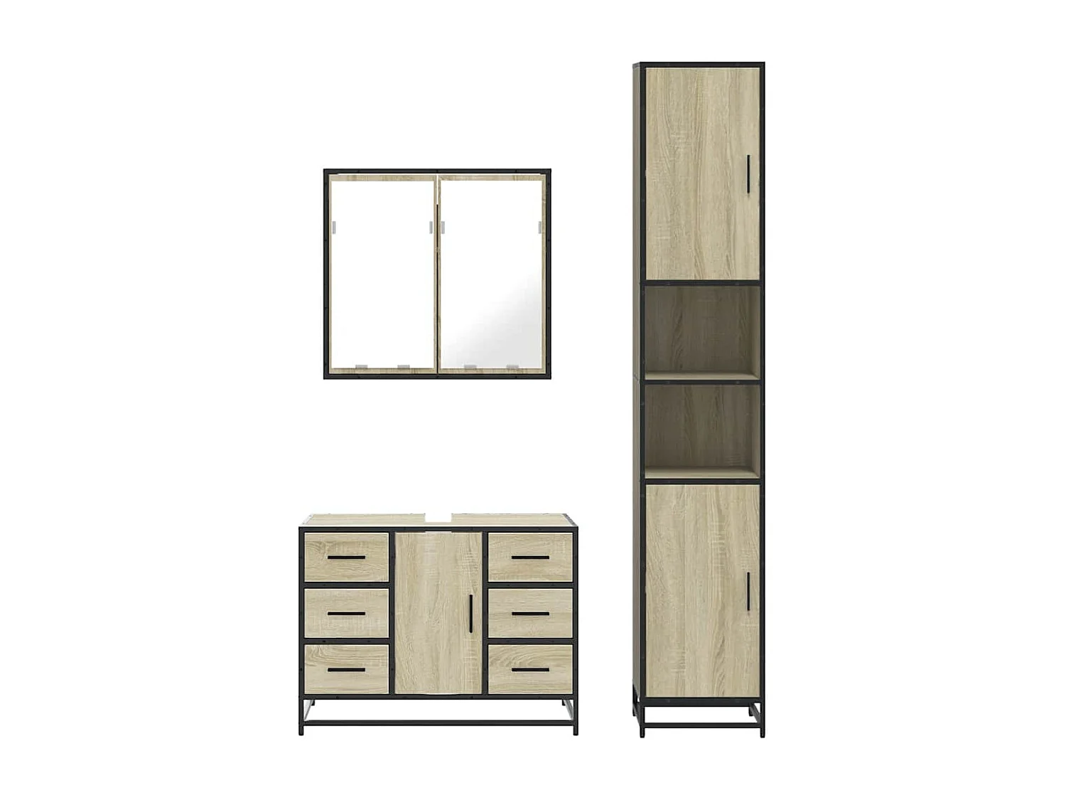 Ensemble de meubles de salle de bain 3 pcs chêne sonoma