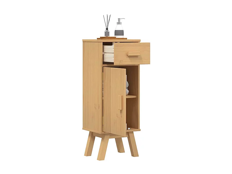 Cabinet de salle de bain avec étagère Marron 35 x 30 x 90 cm