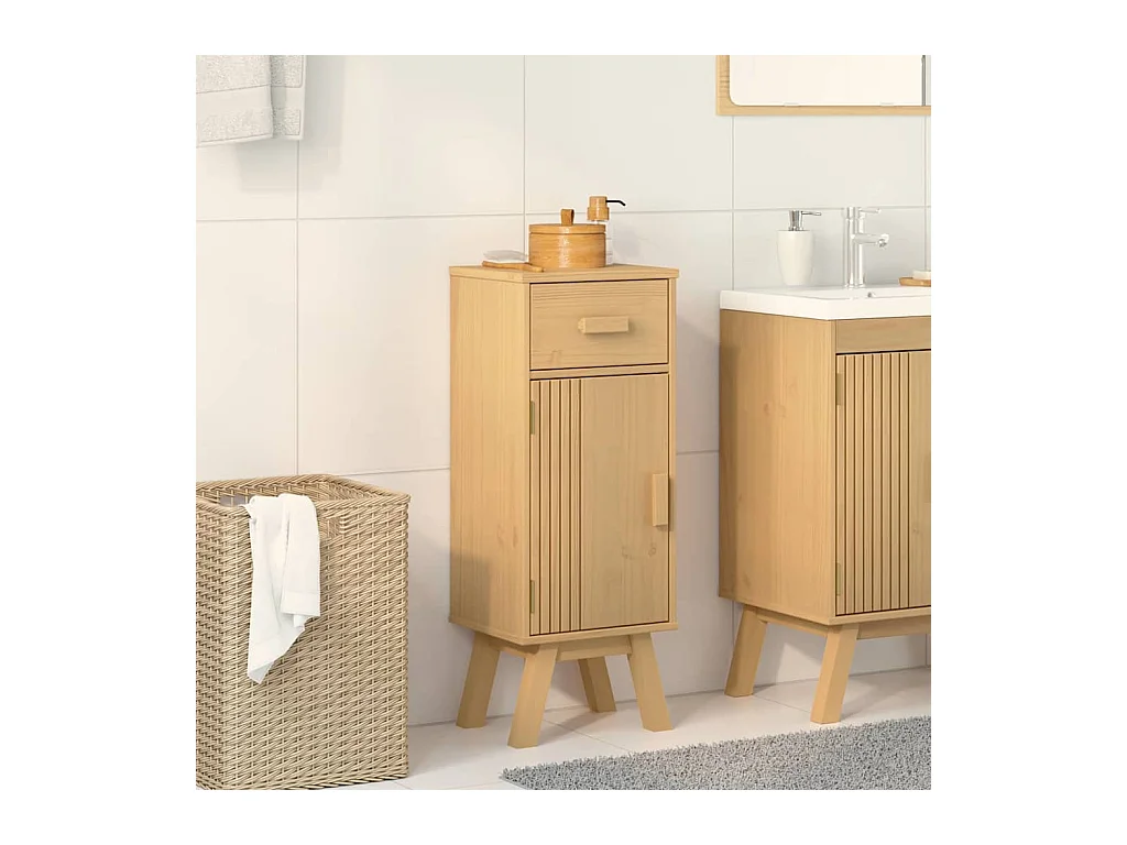 Cabinet de salle de bain avec étagère Marron 35 x 30 x 90 cm