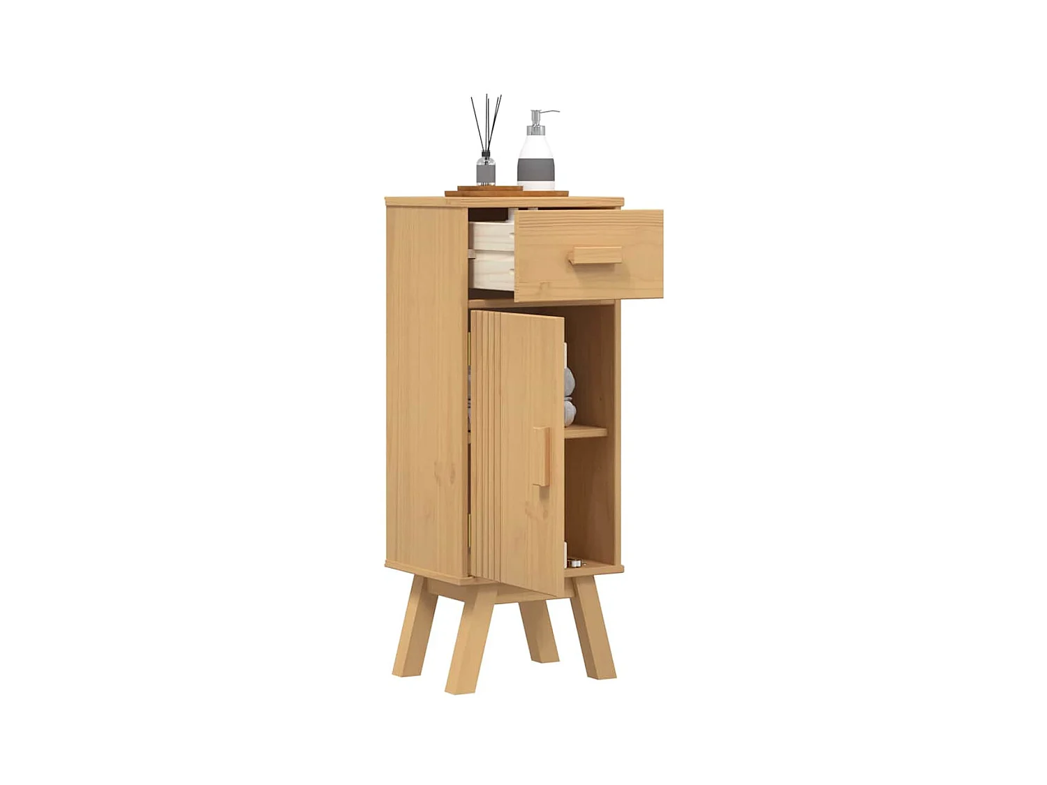 Cabinet de salle de bain avec étagère Marron 35 x 30 x 90 cm