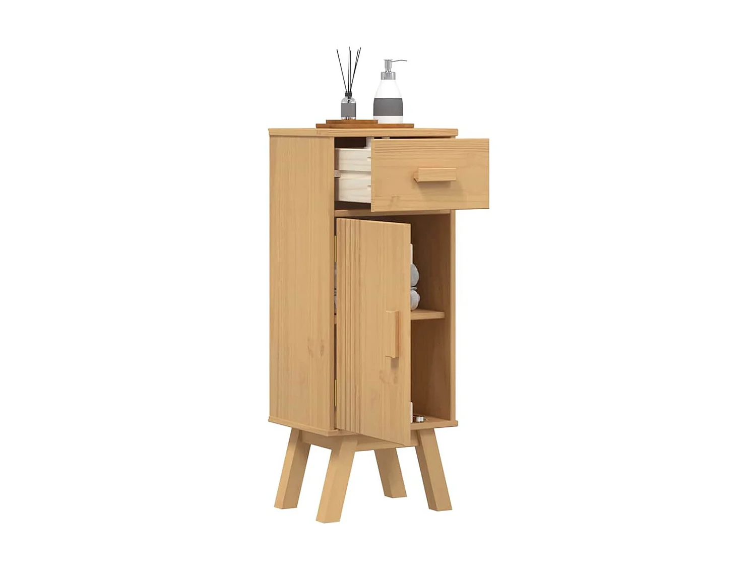 Cabinet de salle de bain avec étagère Marron 35 x 30 x 90 cm