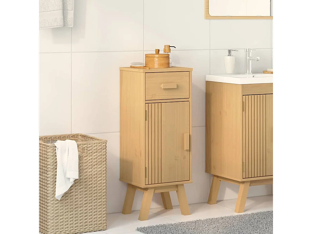 Cabinet de salle de bain avec étagère Marron 35 x 30 x 90 cm