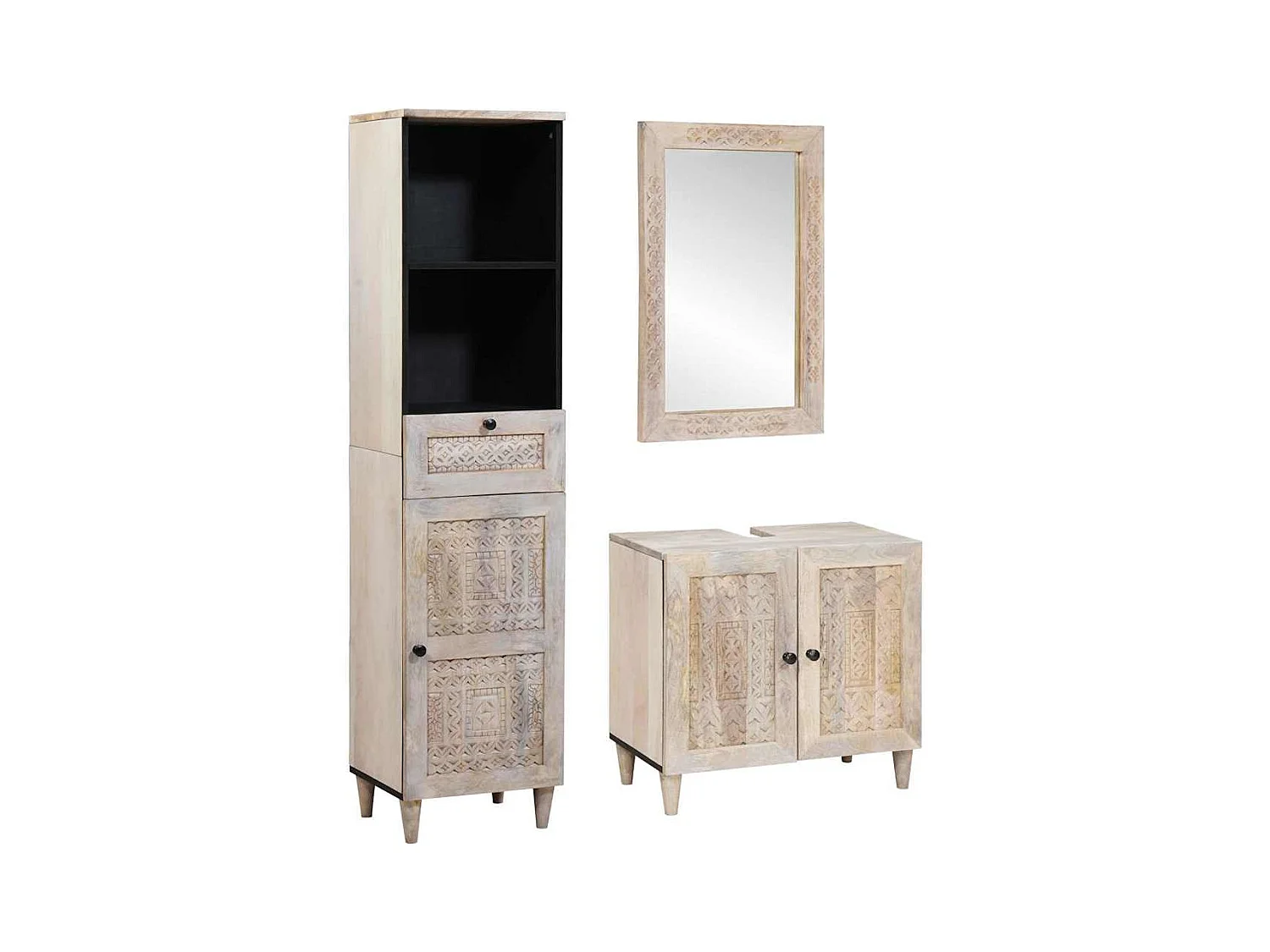 Ensemble de mobilier de salle de bain avec tiroir 3 pcs Blanc