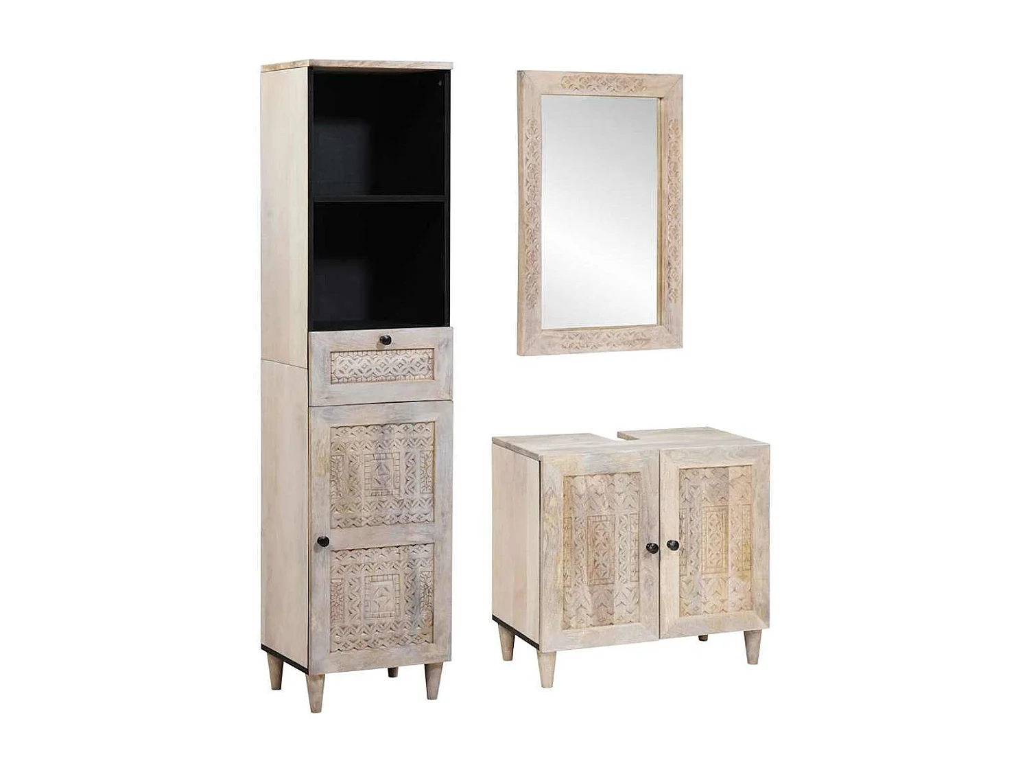 Conjunto de mueble de baño con cajón 3 piezas Blanco