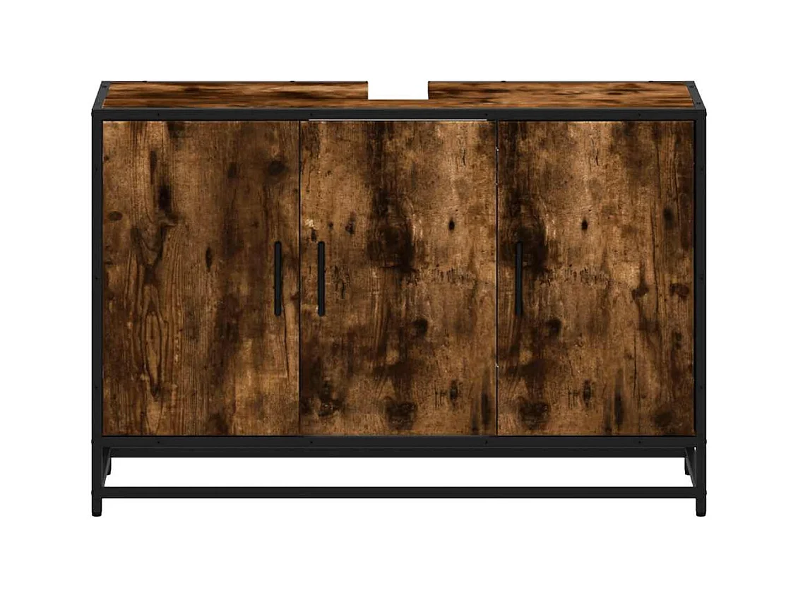Armoire de lavabo de salle de bain chêne fumé 90x33x60 cm
