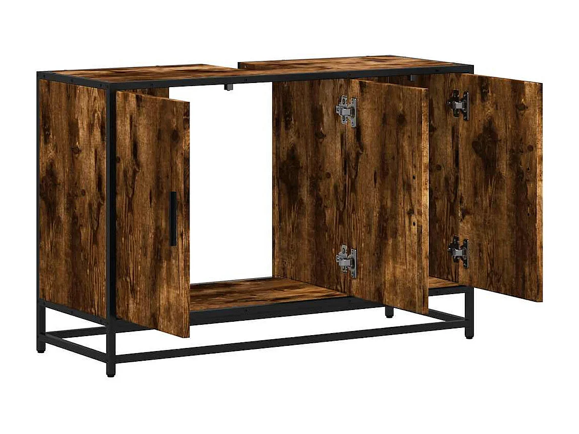 Armoire de lavabo de salle de bain chêne fumé 90x33x60 cm