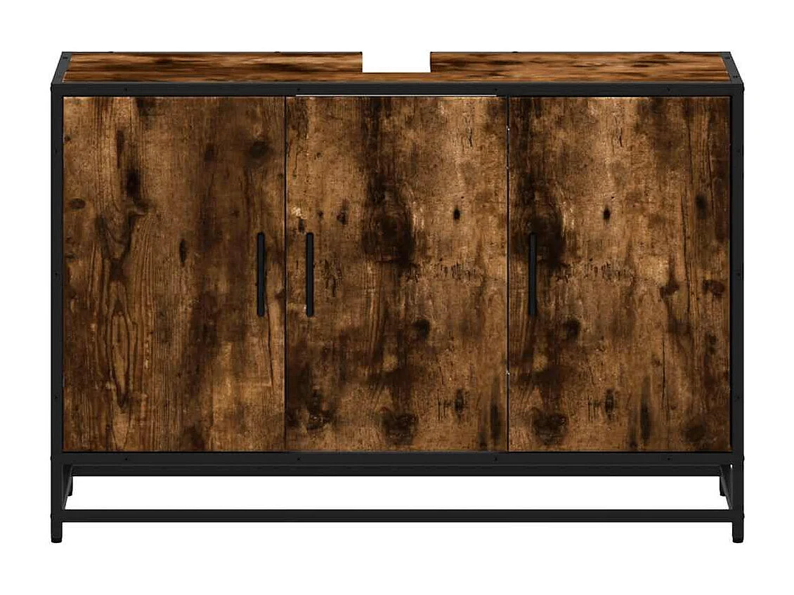 Armoire de lavabo de salle de bain chêne fumé 90x33x60 cm