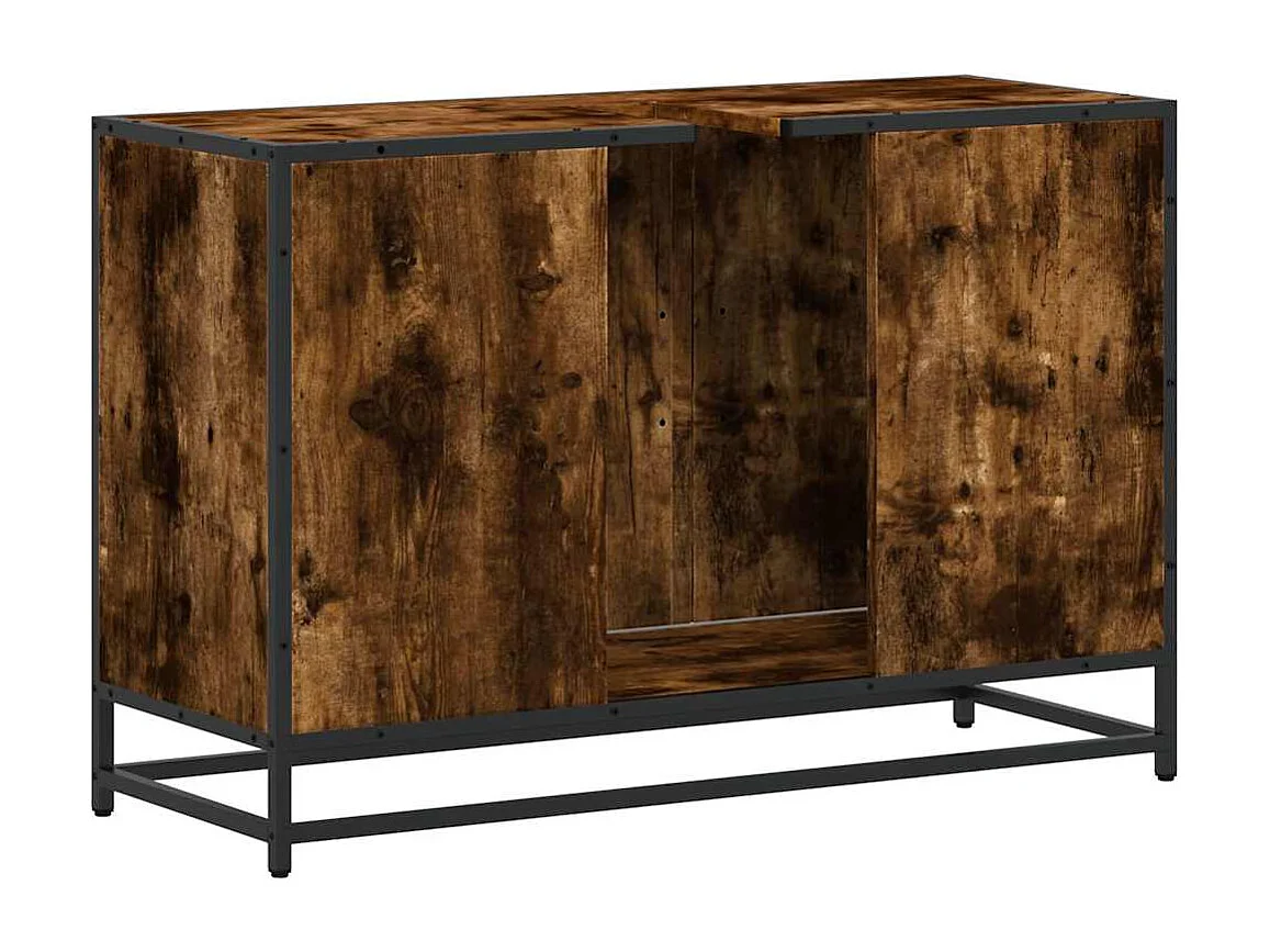 Armoire de lavabo de salle de bain chêne fumé 90x33x60 cm