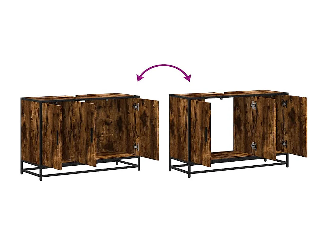 Armoire de lavabo de salle de bain chêne fumé 90x33x60 cm