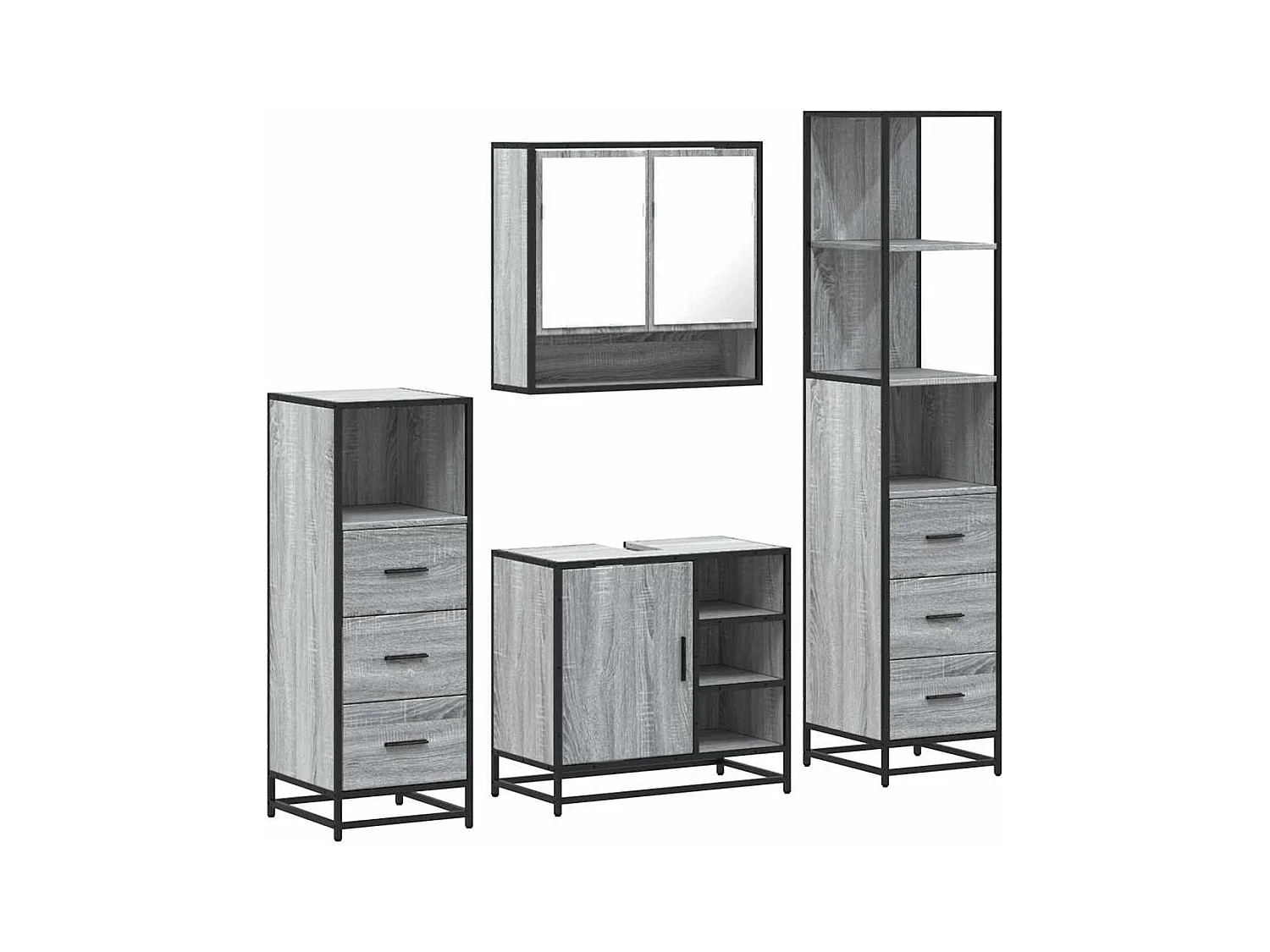 Ensemble de meubles de salle de bain 4 pcs sonoma gris