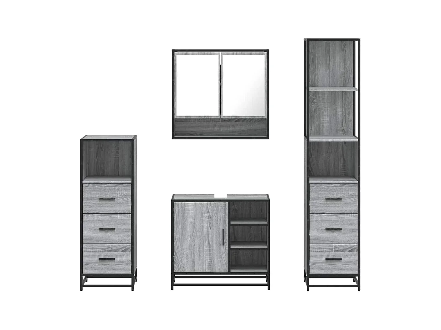 Ensemble de meubles de salle de bain 4 pcs sonoma gris