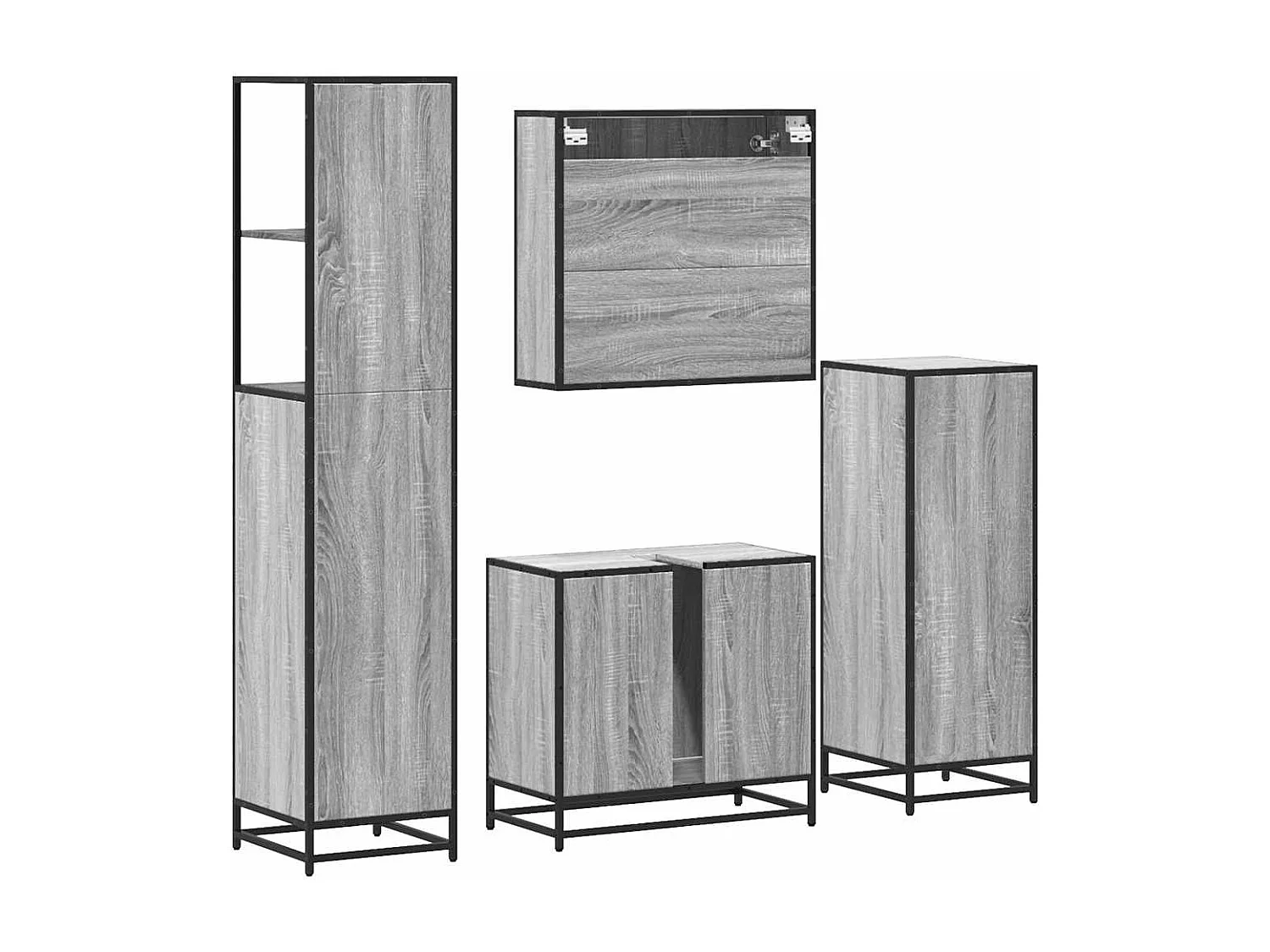 Ensemble de meubles de salle de bain 4 pcs sonoma gris