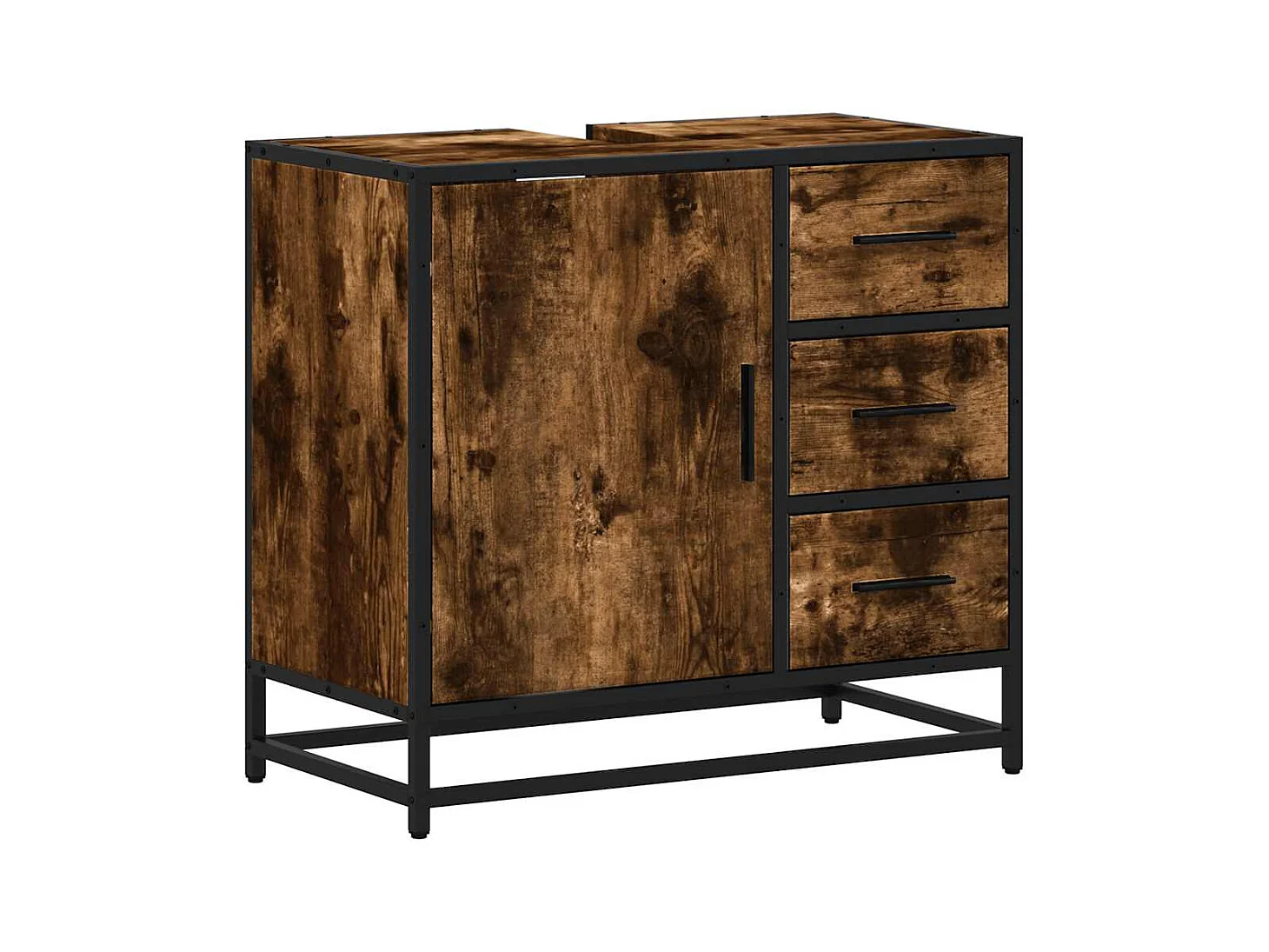 Gerookt eikenhouten wastafelmeubel 65x33x60 cm