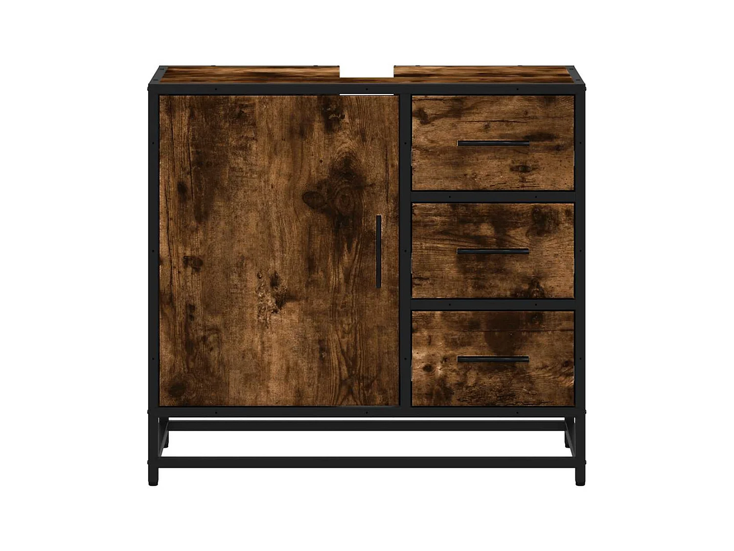 Gerookt eikenhouten wastafelmeubel 65x33x60 cm