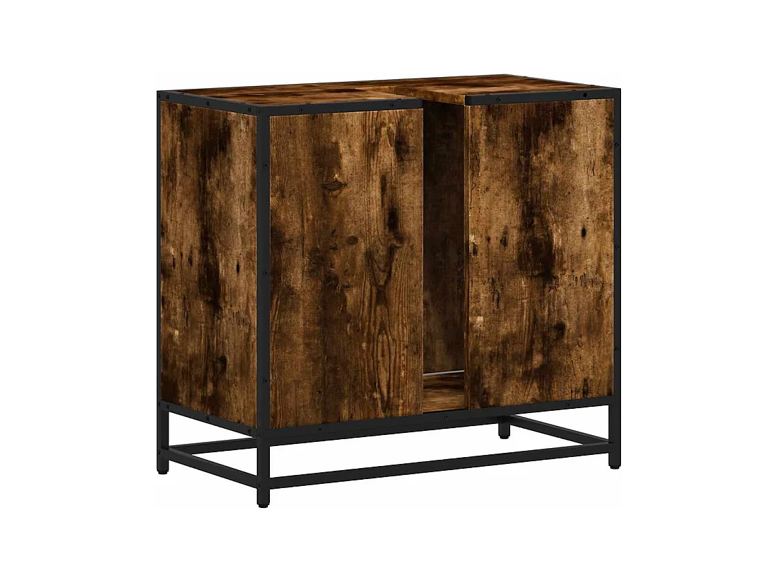 Gerookt eikenhouten wastafelmeubel 65x33x60 cm