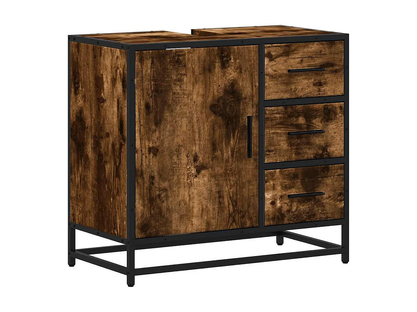 Armoire de lavabo de salle de bain chêne fumé 65x33x60 cm