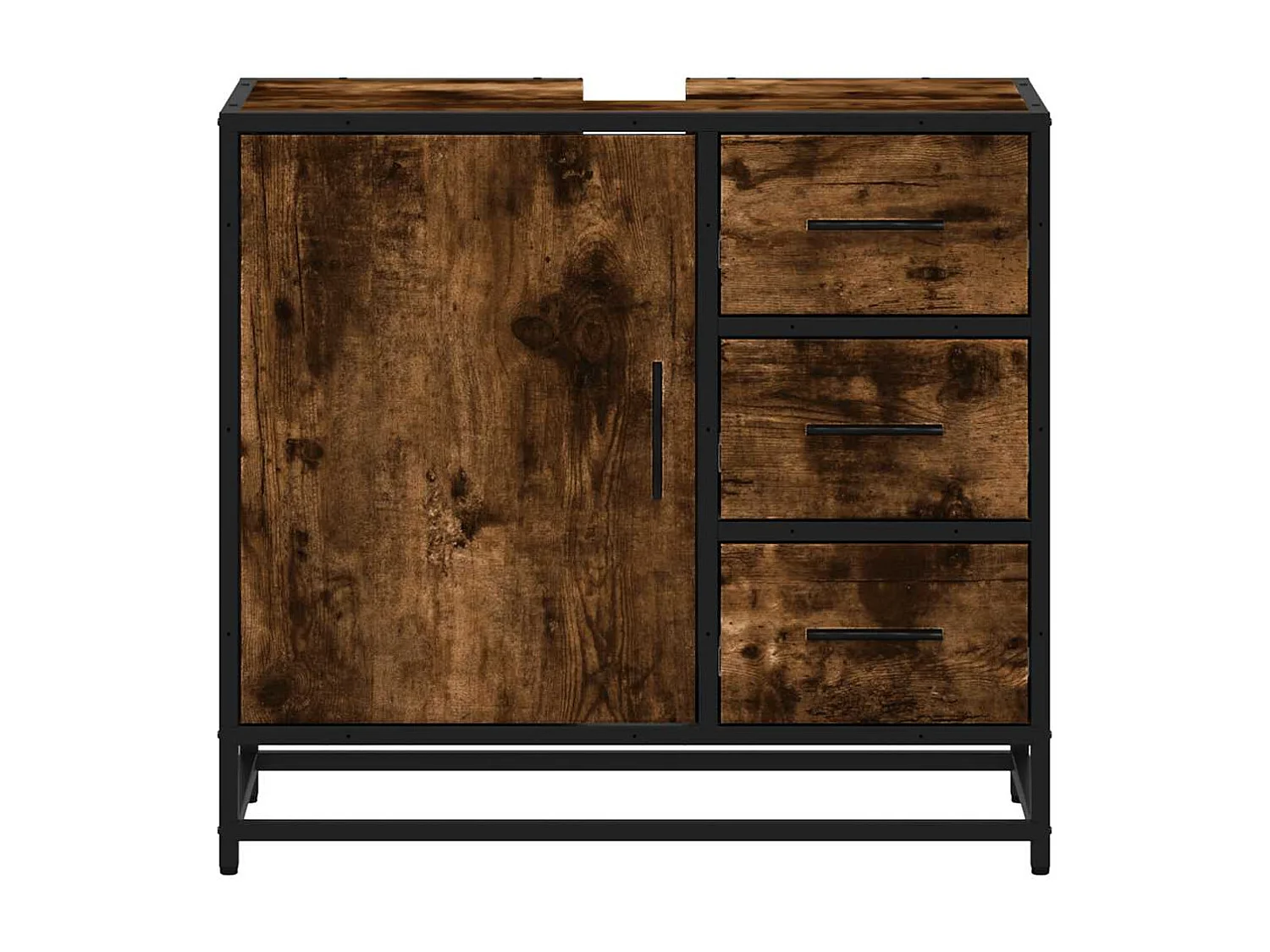 Armoire de lavabo de salle de bain chêne fumé 65x33x60 cm